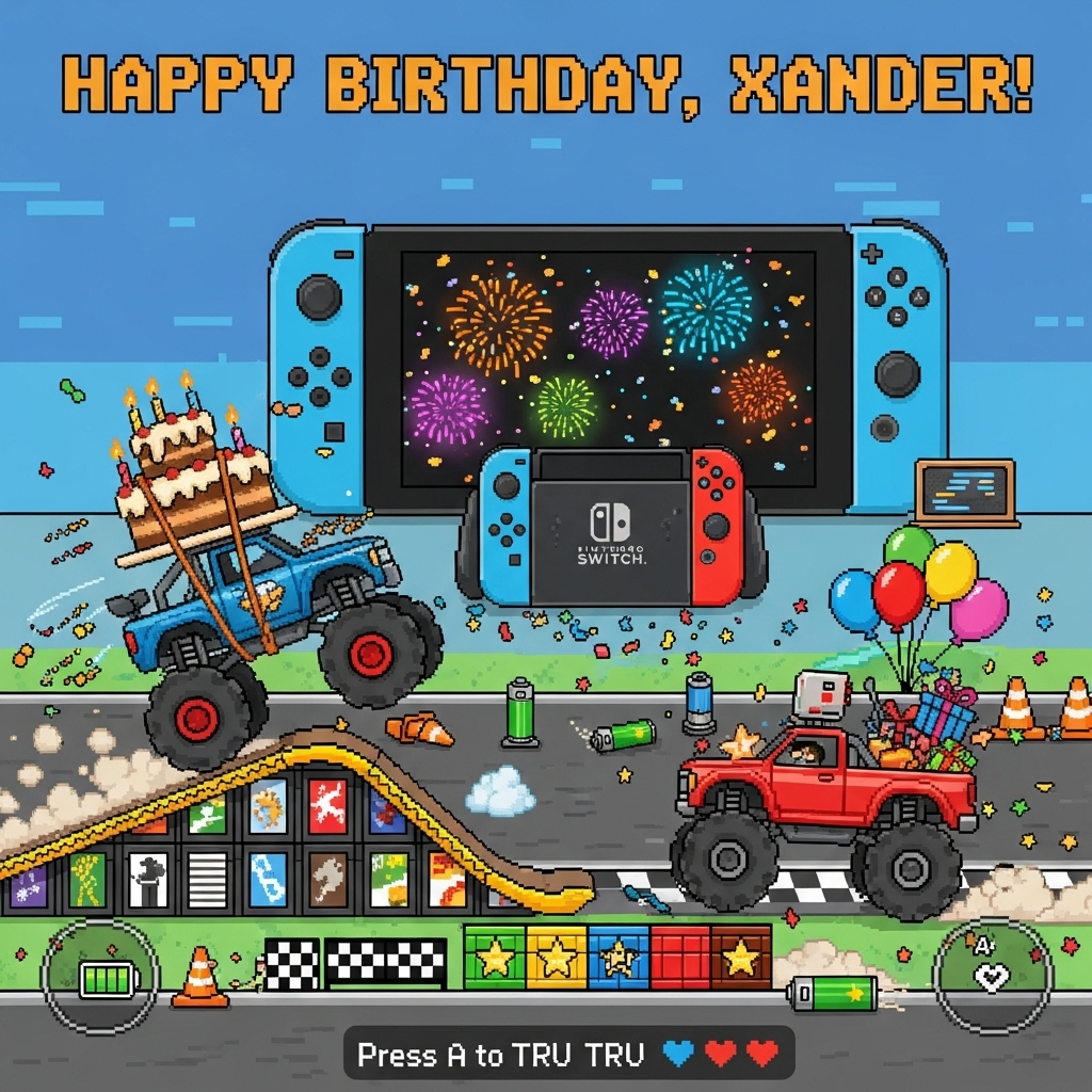 RC Trucks, Nintendo Switch, and Birthday Card