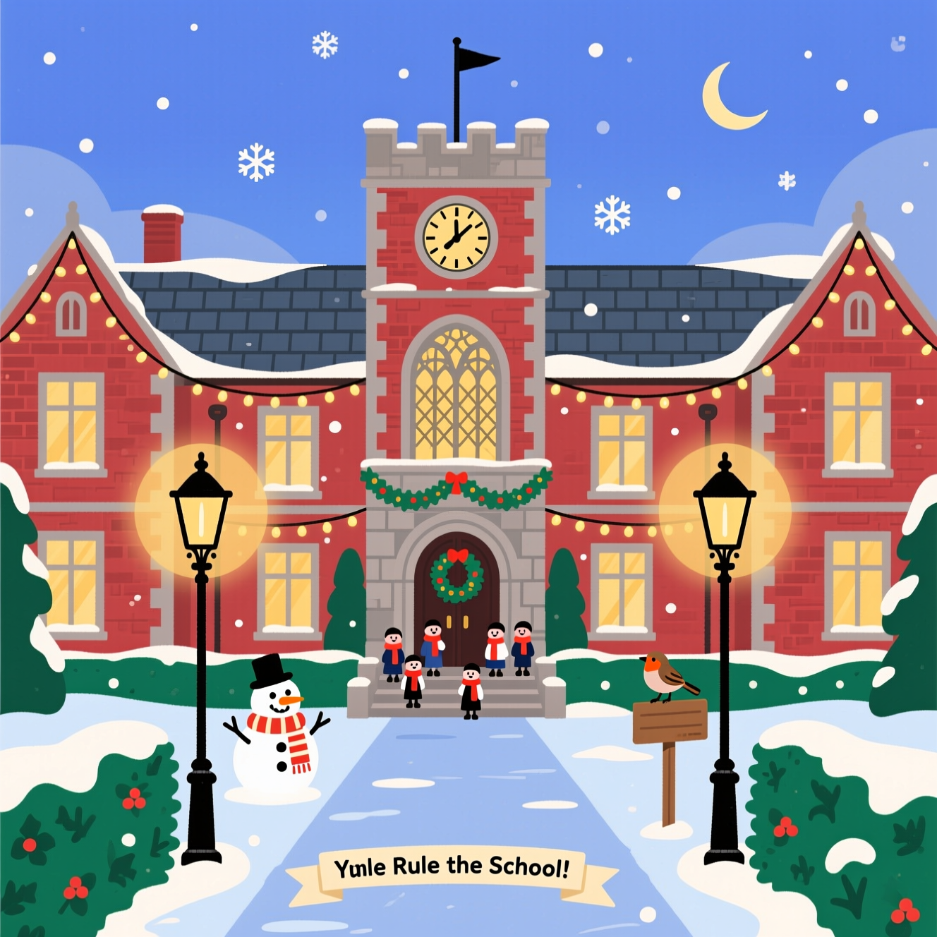 A school like a uk boarding school building, and Christmas Card