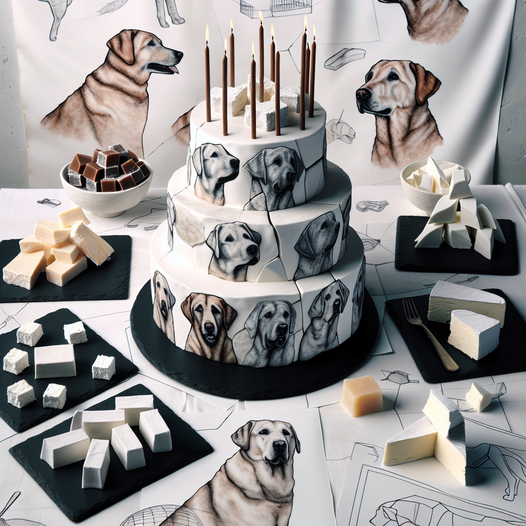 Labradors, John stones, Cake, Turkish delight, and Feta Birthday Card
