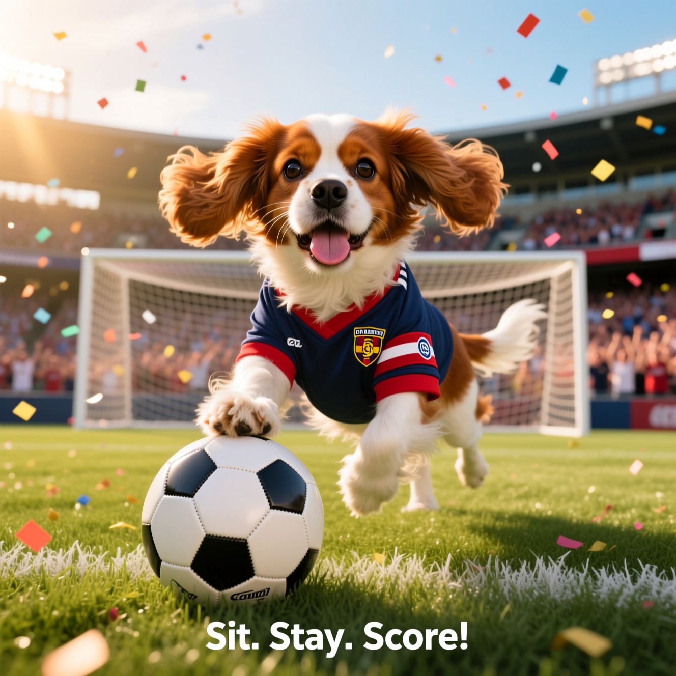 Cavalier King Charles Spaniel, Soccer, and Congratulations Card