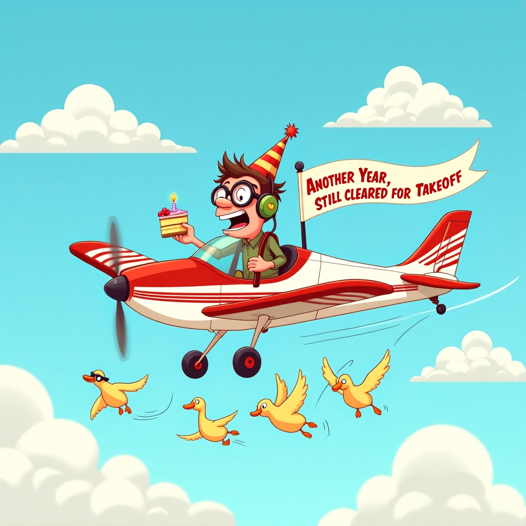 Cessna plane, Red stripes, Dave, and Birthday Card
