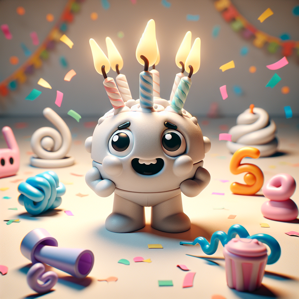 Picture a quirky and charming scene designed for an animated cartoon. Center the scene around a jolly toy figurine made from interconnected plastic pieces. Its round eyes gleaming with astonishment and happiness. The tiny character has its hands proudly placed on its hips, and it is enveloped in festive adornments such as confetti and noisemakers. Everything is illustrated with a soft, curved style to maximize the charm. A string of symbols that hint at swearwords adds a dash of quirky sassiness to the classic birthday setting. The figurine seems to be humorously reprimanding a deformed birthday candle, infusing amusement into this heartwarming scenario.
Generated with these themes: Googly eyes, Lego, and Swearing .
Made with ❤️ by AI.