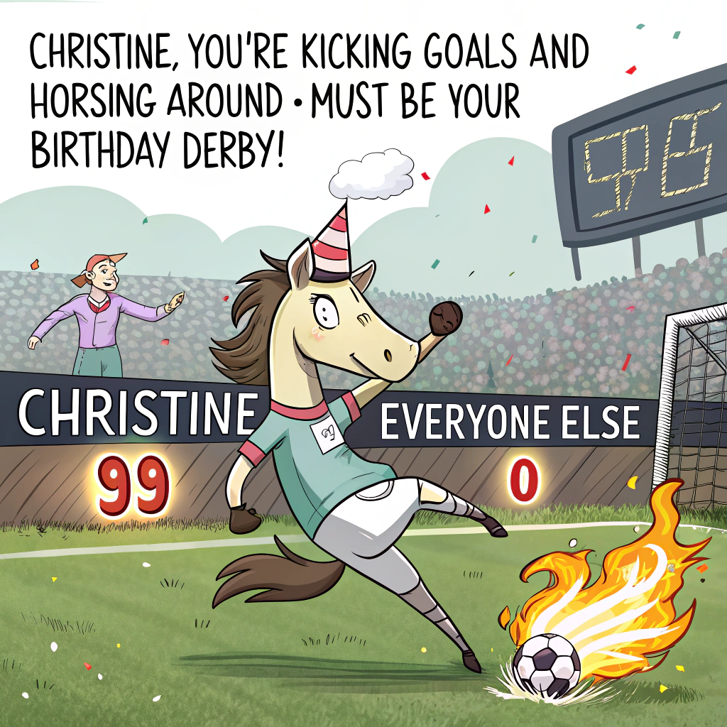 Pferd, and Fußball Birthday Card