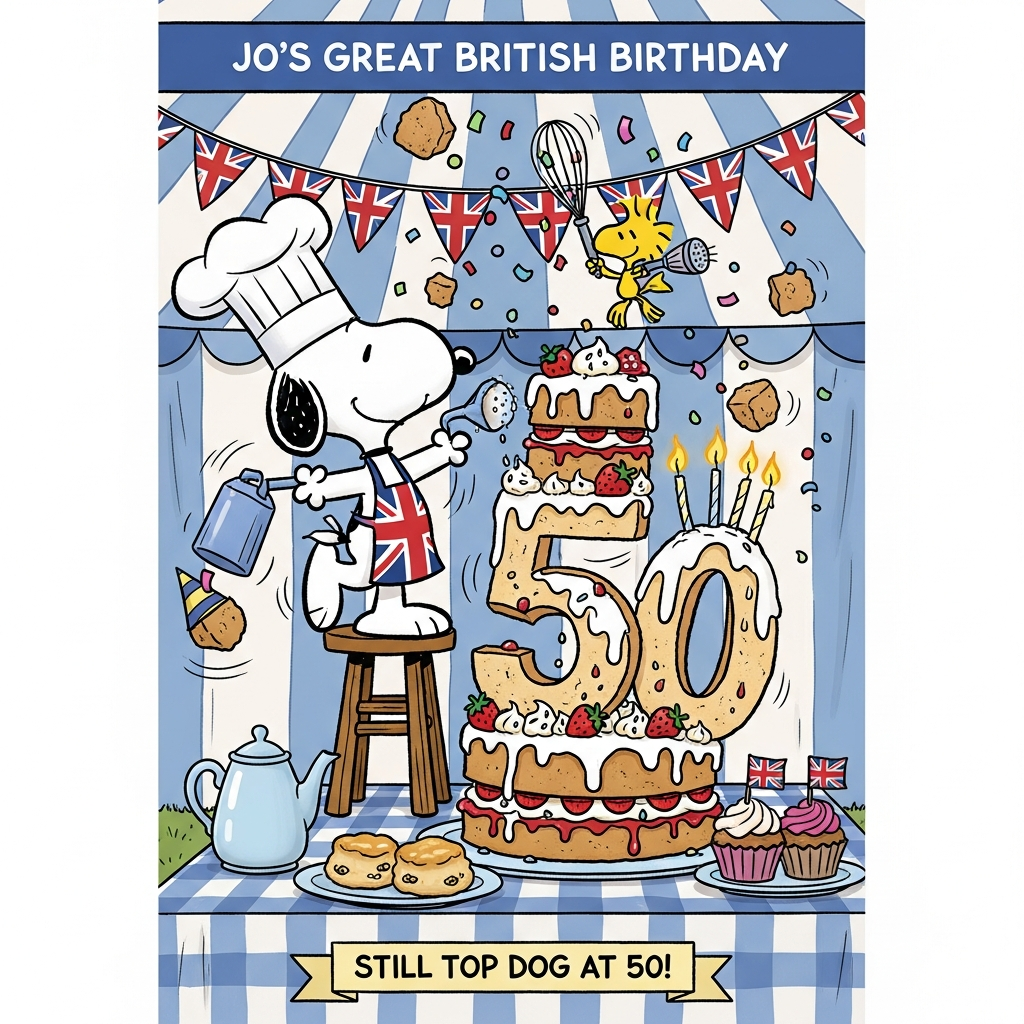 Snoopy, Cake, 50, and Birthday Card