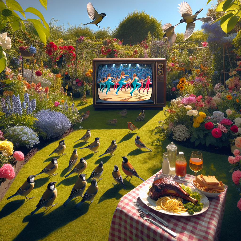 Dance aerobics , Lamb shanks, Garden birds, and TV Mothers-day Card