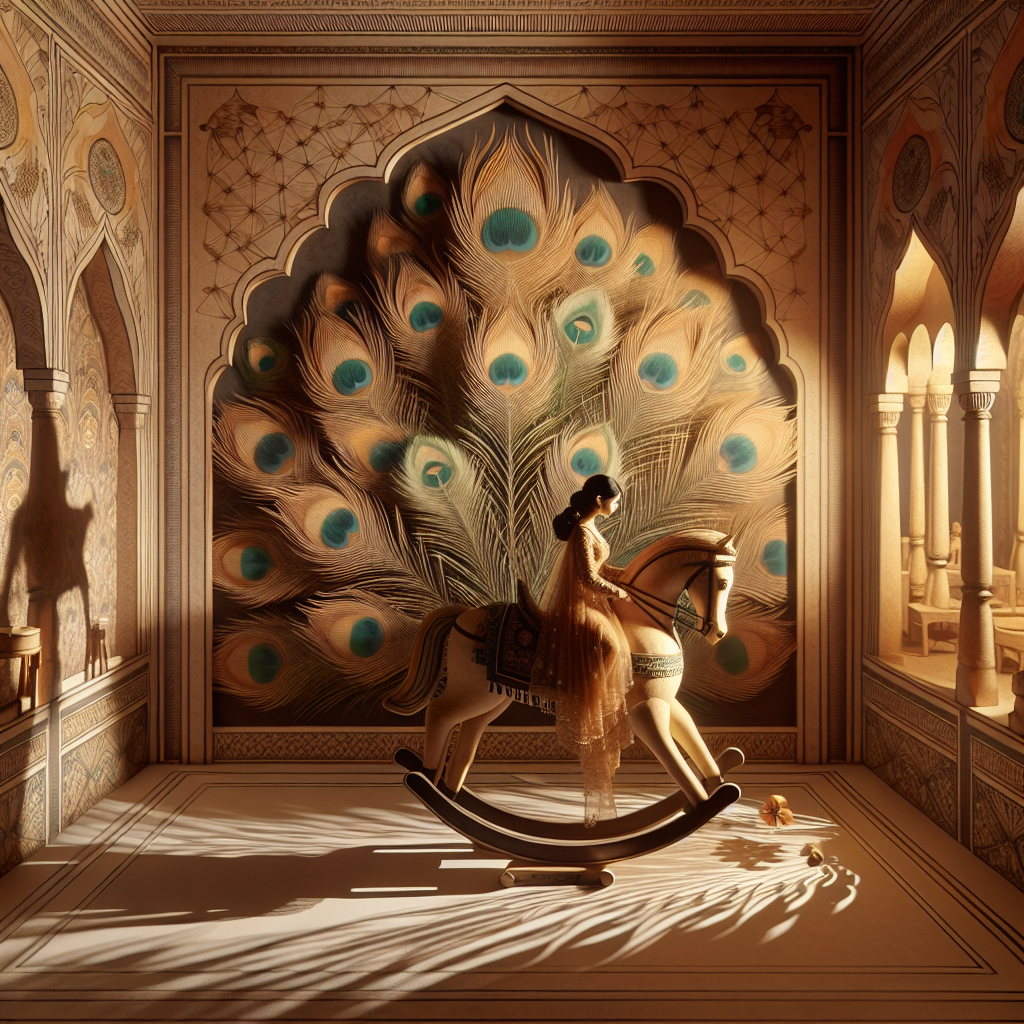 Imagine a room designed in an embellished geometric style, reminiscent of the 1920s architectural aesthetics, bathed in warm, gentle lighting creating dancing shadows on the walls. On a special maternally-honoring day in the 1920s, a South Asian woman with elegant demeanor is seen riding a vintage rocking horse at the center, her stance illuminating the elegance of that era still held in remembrance. Walls are festooned with peacock feathers, showcasing their brilliant and mysterious colors, forming a vigorous and puzzling basis for the scene. The entire landscape blurs the boundary between the dreamlike and actual, honoring motherhood through a blend of traditional and imaginative elements.
Generated with these themes: Peacock, Rocking horse, 1920, and Art deco.
Made with ❤️ by AI.