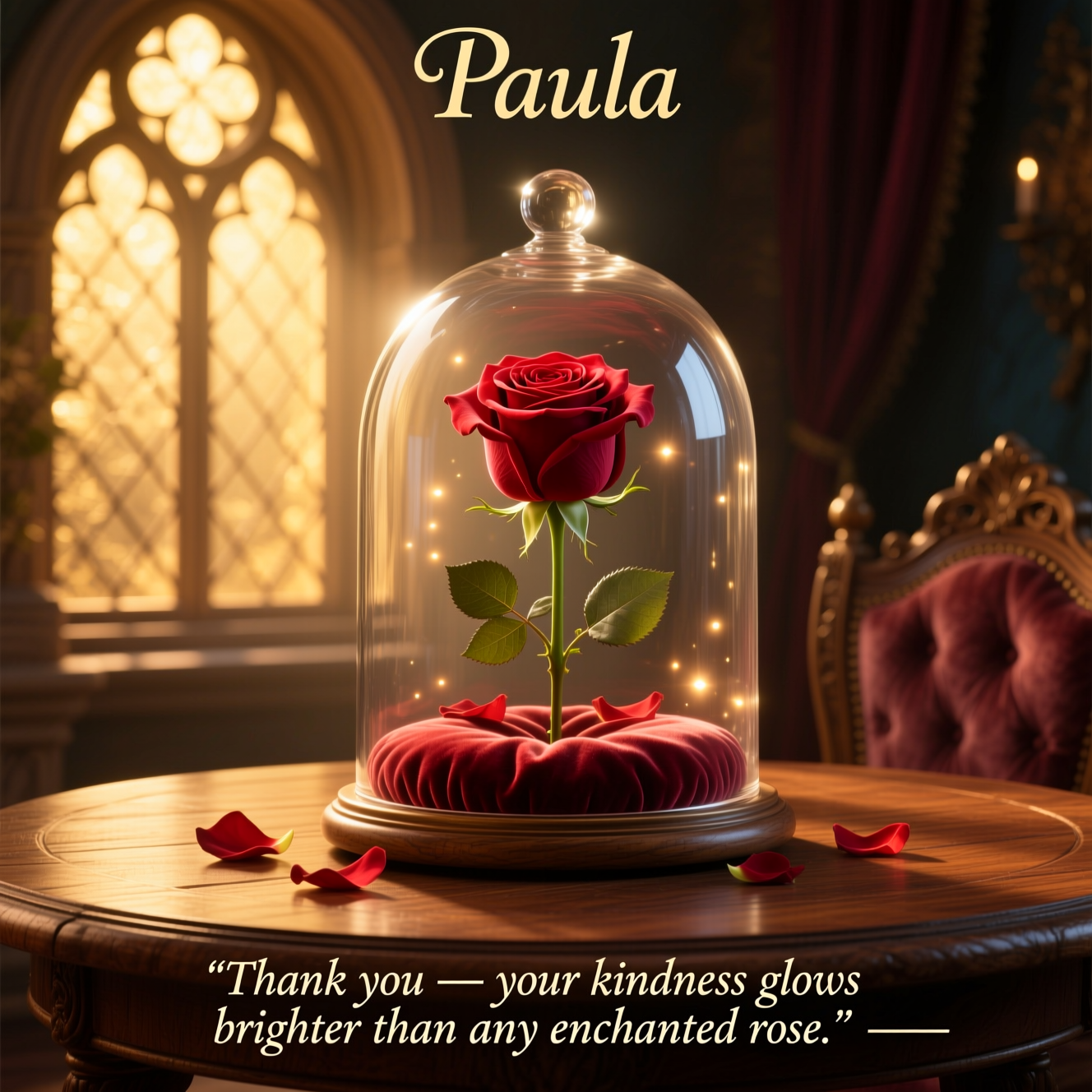 Beaty and the beast enchanted rose, and Thank-you Card