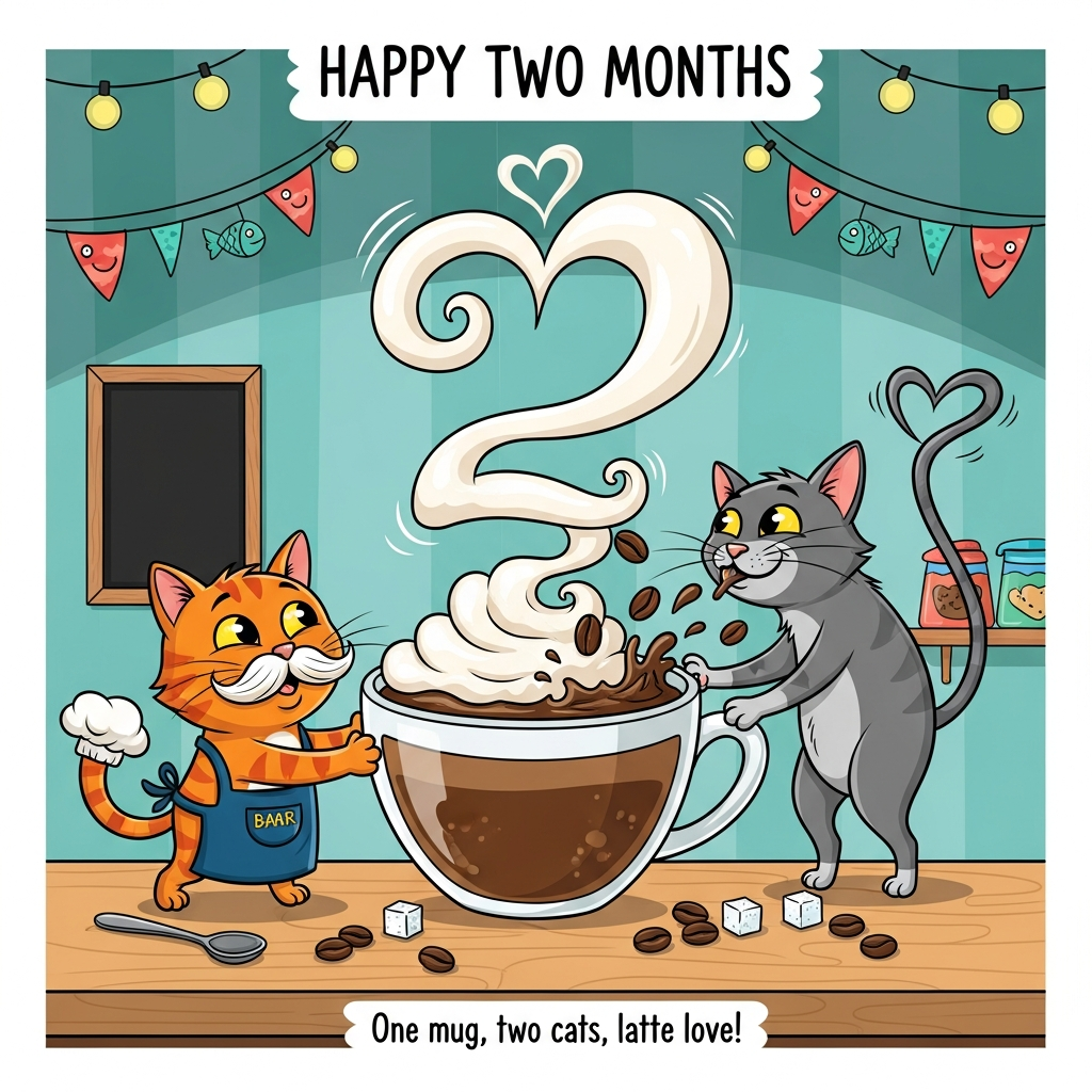 Cats, Coffee, and Anniversary Card