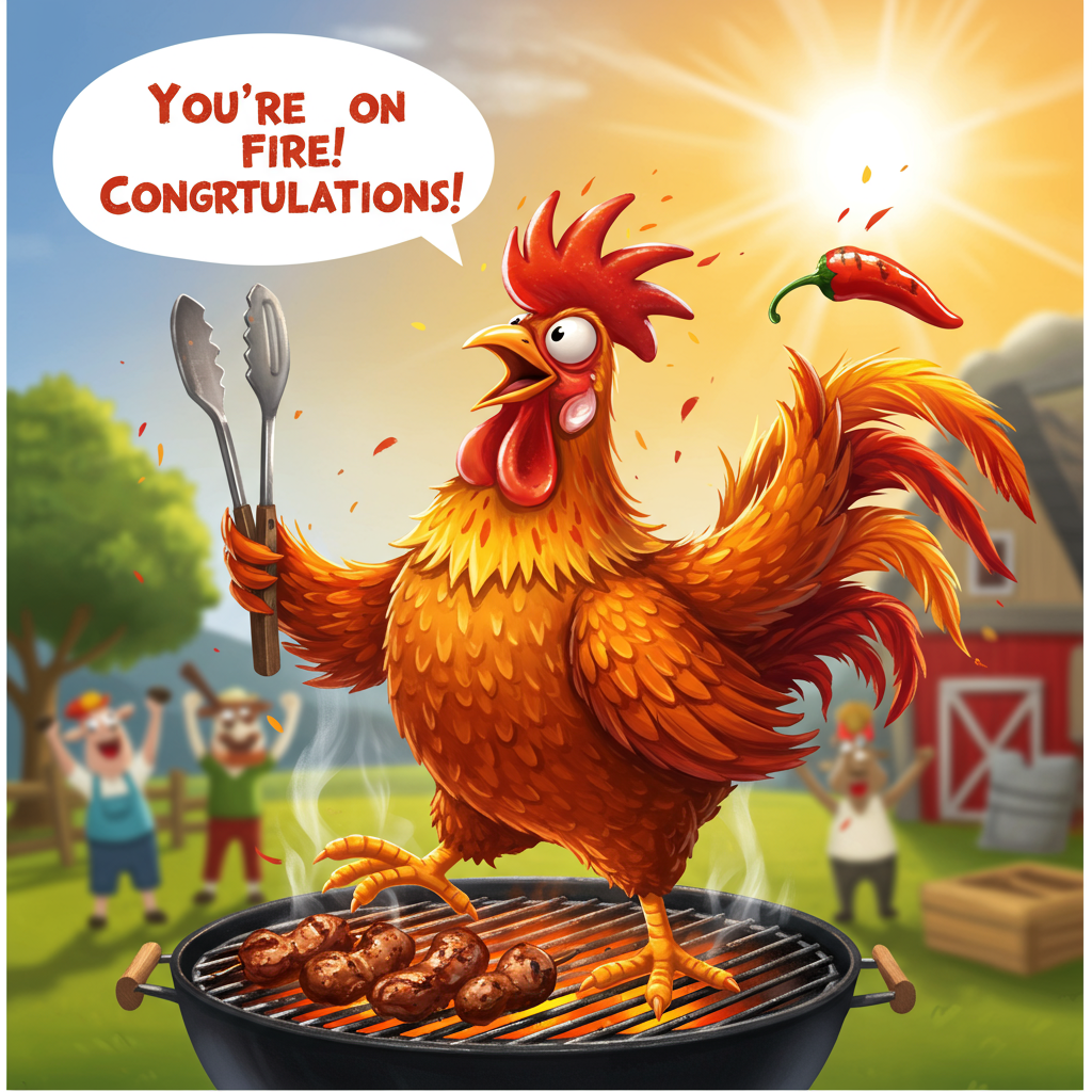 Rooster piri piri, and Congratulations Card