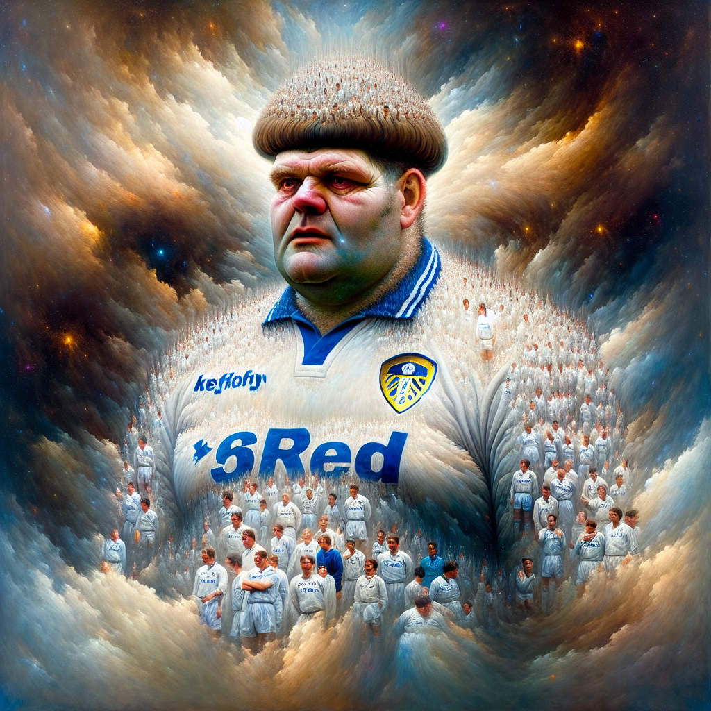 Within a dreamlike setting where an iconic football stadium morphs into an abstract universe, a hefty, middle-aged man with a noticeable bowl-style haircut and Leeds United football jersey stands prominently. This man of unspecified descent and age of around 50, has a clean-shaven face, displaying a complex expression of extreme emotion. Noticeable physical traits include one unusually large leg and fingers as big as sausages. He appears frozen in a moment, trapped between the sorrow of defeat and the lingering effects of an unexplainable curse. Despite the tears streaming down his cheeks, traces of pride permeate - an acknowledgment of a peculiar yet remarkable feat against overwhelming odds.
Generated with these themes: Fat 50 year old no beard fat white man with brown hair in a bowl cut, Leeds United Football Club , Wembley stadium , Losing, Gypsy curse, Fat fingers, One fat leg, and Crying.
Made with ❤️ by AI.