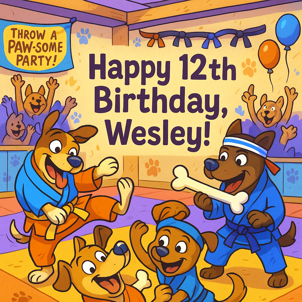 Jiu-jitsu, dogs, his cousins, and Birthday Card