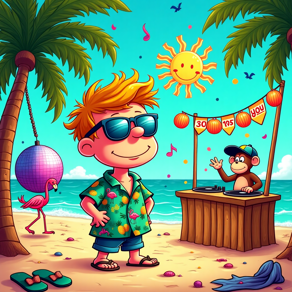 Carl, 30, and Ibiza Party Birthday Card