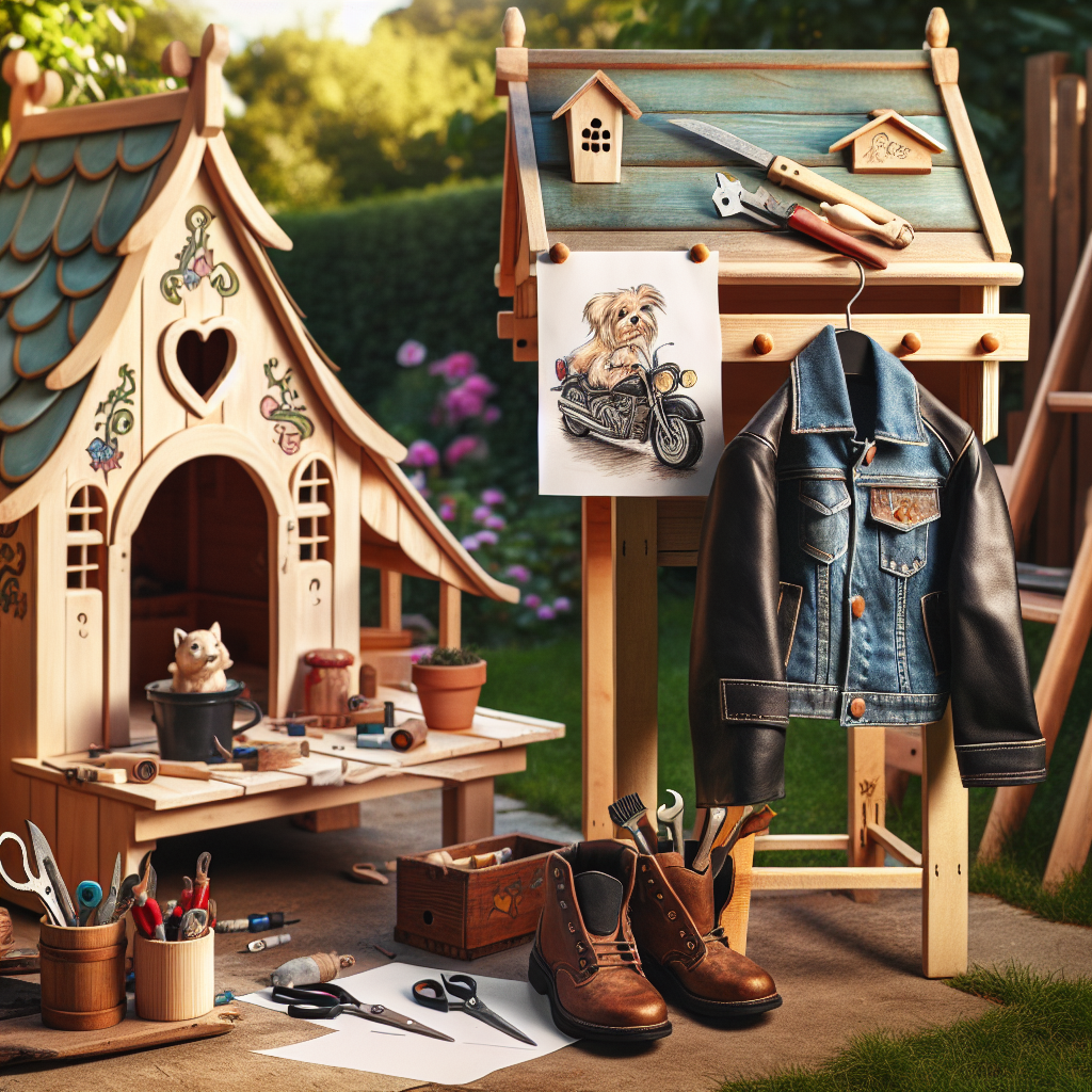 Create a heartwarming picture representative of Father's Day. The scene is set in a backyard where a whimsical fairytale-inspired playhouse stands. Beside it, a wooden workbench displays various DIY crafting tools and a partially constructed birdhouse, hinting towards an ongoing special project. A mini leather jacket, reminiscent of a biker's fashion, is casually draped over the bench. A child's earnest drawing, taped to the door of the playhouse, showcases a cartoon dog on a motorcycle. This image is a touching tribute to a father's hobbies and the beauty of fatherhood.
Generated with these themes: Bluey, DIY, and Harley Davidson.
Made with ❤️ by AI.