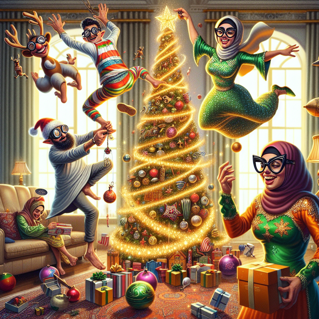 A family with one dad, one mum, a 30-years-old-daughter and a 24-years-old-son Christmas Card