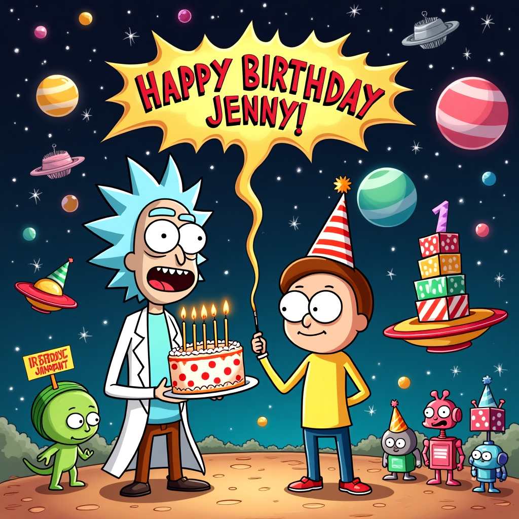 Rick and morty saying a funny joke about birthday Birthday Card