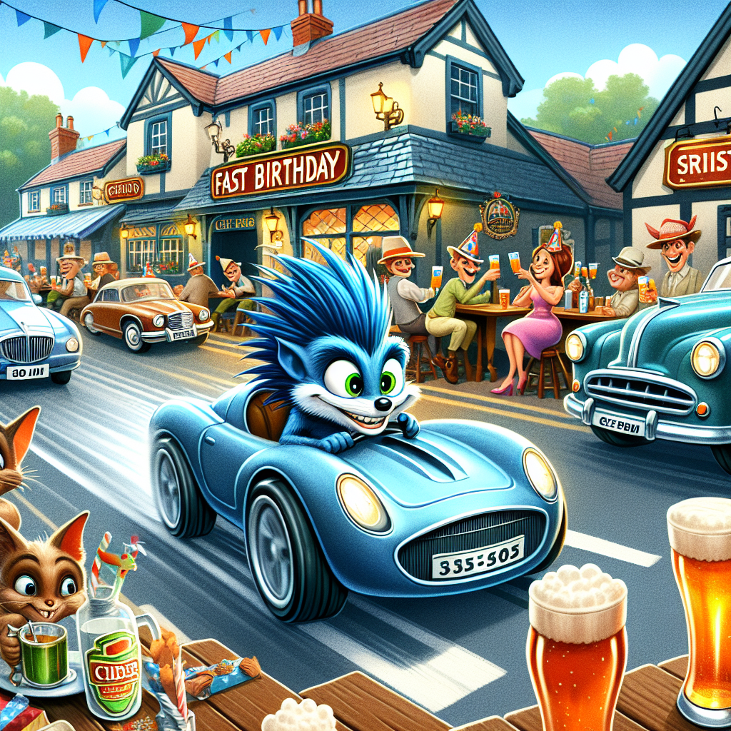 Jaguar cars, BMW cars, Sonic the hedgehog , Cider , Pub Quizzes, and Cats Birthday Card