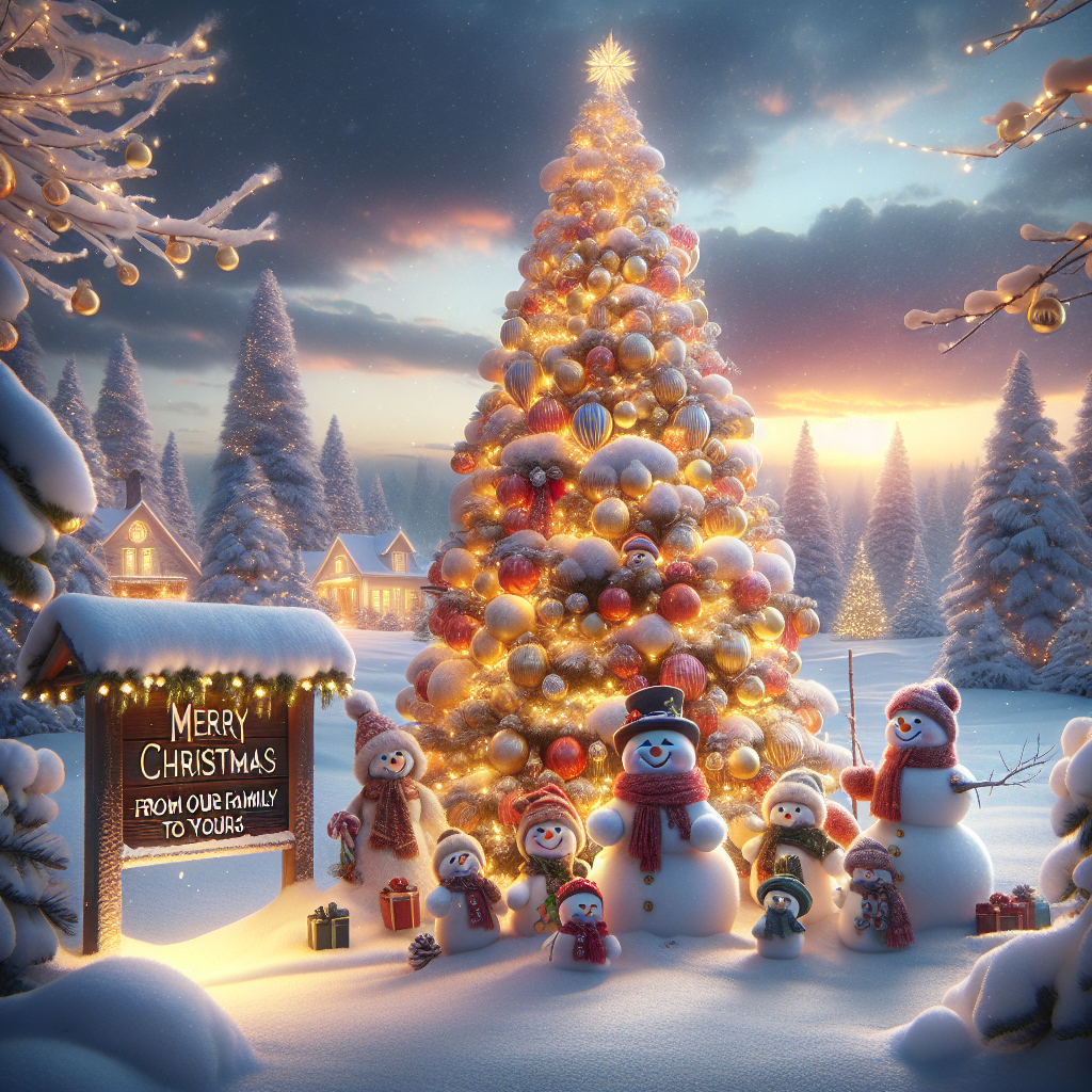 Xmas tree in background Christmas Card