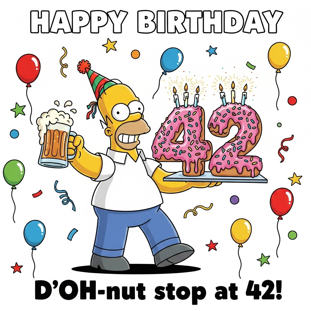 Simpsons,, Homer, Donuts, cake, , and Birthday Card