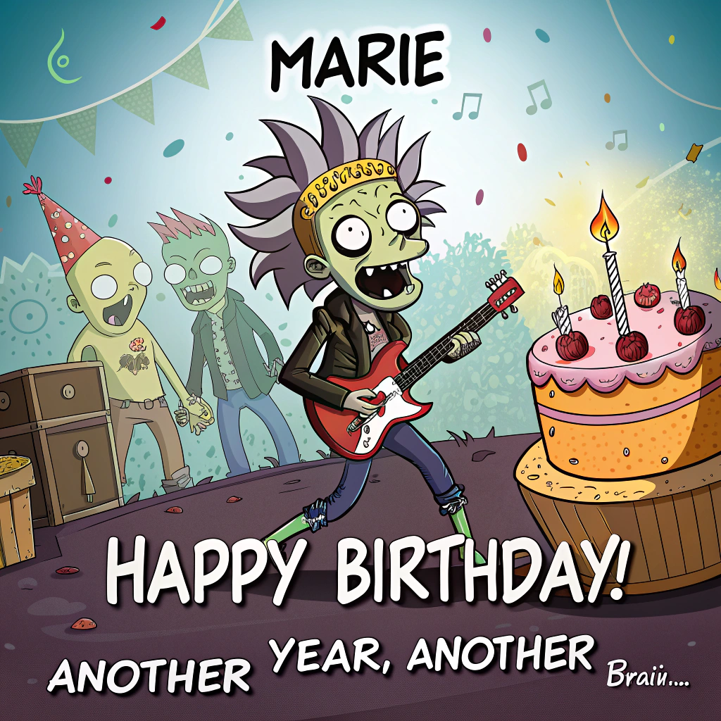 Zombies, Horror, Movies, Punk, and Birthday Card