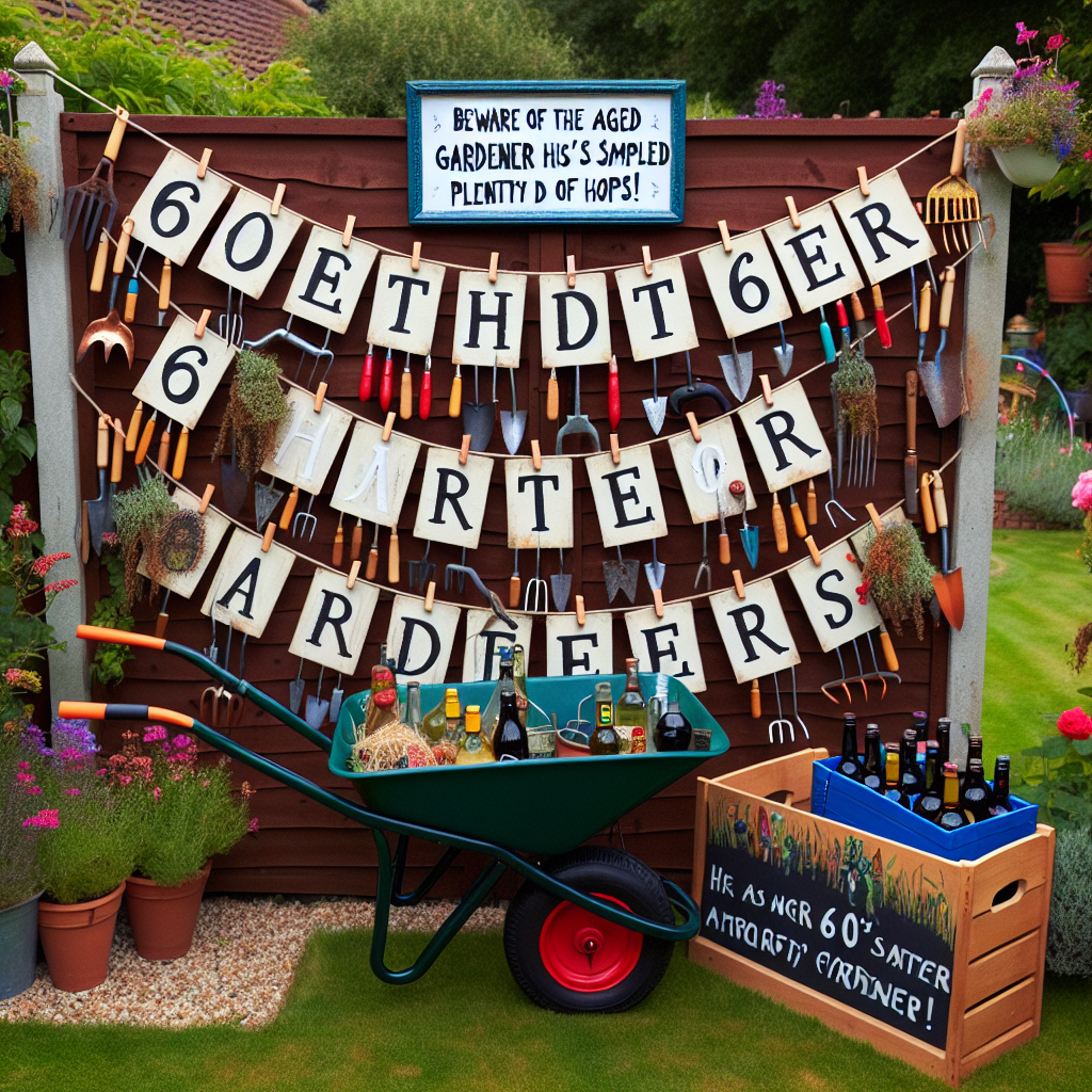 Imagine an amusing 60th birthday celebration set in a charming garden lovingly maintained by a brother who's passionate about his horticultural pursuits. Over the neat garden fence, a creative banner is festooned, each letter dangling from a diverse assortment of gardening tools. A sturdy wheelbarrow multitasks as a cooler, generously stocked with an eclectic mix of wines and beers. A playful, hand-painted sign stationed prominently warns, 'Beware of the aged gardener: he's a master of his craft and he's sampled plenty of hops!'
Generated with these themes: Gardening, Wine, Beer, and 60 Brother.
Made with ❤️ by AI.