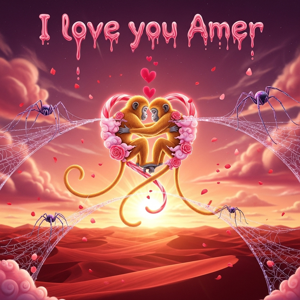 Romance, Love, Monkey, Spiders, Hugs, and Valentines-day Card