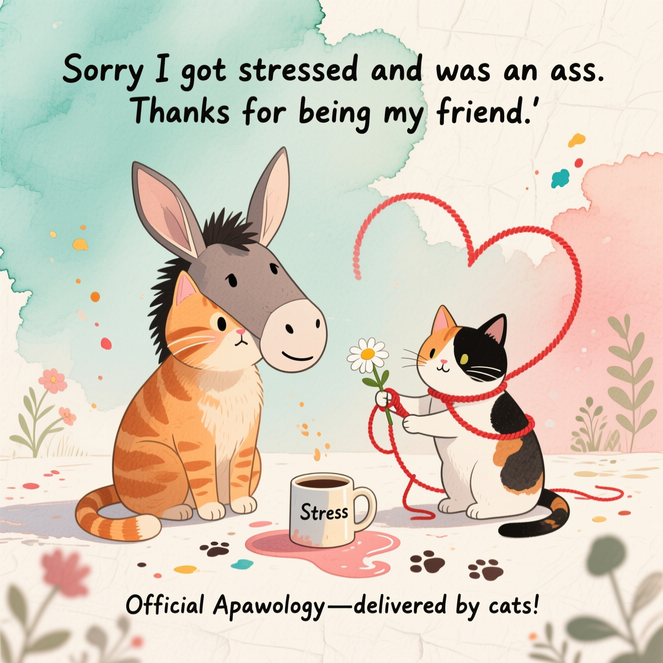Sorry I got stressed and was an ass. with cats , and Sympathy Card