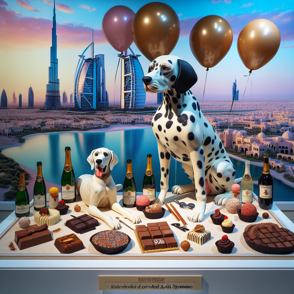 Dalmatian , Coon hound, Abi Dhabi , Asti spumante, and Chocolate Birthday Card