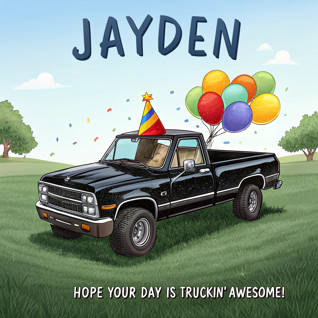 Black truck Birthday Card
