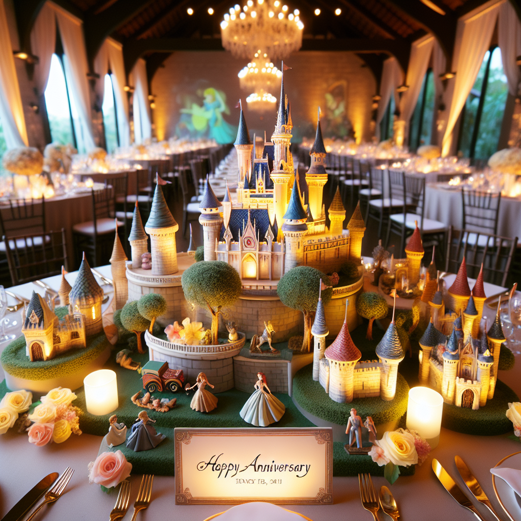 Picture a peaceful and romantic anniversary event. The setting is charmingly decorated with subtle references to classic animated fairy tales. The intimate venue is bathed in soft lighting. On each table, there are intricate centerpieces which are miniature renditions of popular fairy tale castles. Every table is named after renowned love stories from classic children's tales, while the serene sound of instrumental versions of typical childhood ballads enlivens the environment, crafting a whimsical yet realistic setting for a spellbinding evening.
Generated with these themes: Disney.
Made with ❤️ by AI.
