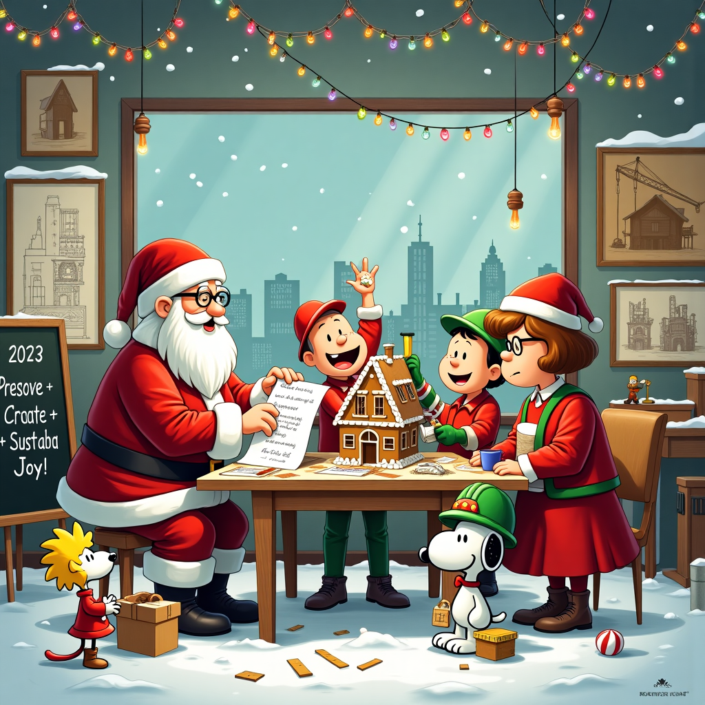 A+LiNK Architecture Inc. is an architecture, interior design, and planning firm providing architectural services to clients throughout southwestern Ontario. In 1998, founding partners, Ed van der Maarel and Stephen Mawdsley formed a partnership and established SJMA Architecture Inc. (SJMA) to provide architectural, project management, and construction management services for small to medium size commercial and institutional projects.   Ed van der Maarel provides his expertise to projects as Principal Architect, Project Manager and Heritage Consultant. Ed’s focus continues to be heritage restoration, preservation and adaptive reuse, as well as contract administration. Stephen Mawdsley provides his expertise as Principal Architect and Design Lead and incorporates sustainability and Code requirements to every project.  In 2014, the firm was rebranded to a+LiNK Architecture Inc., recognizing the connection in their architectural work to preserve + create + sustain. a+LiNK has become an interdisciplinary firm that provides comprehensive architectural, heritage, interior design, and planning services for small to large scale municipal, provincial, not-for-profit and community based organizations. The firm has won a number of awards and continues to provide creative solutions to enhance our communities and enrich our culture. a+LiNK is comprised of 18 creative and technical staff members expert in various disciplines, providing complete architectural and design services to clients.    In 2021, a+LiNK expanded the firm’s partnership to welcome Architect, Mike Holt, Interior Designer, Melinda Davis, and Technologist, Andrew Simek. With an interdisciplinary leadership team, a+LiNK continues to offer exceptional architectural services with a strengthened foundation in all facets of design; architecture, interior design and technical expertise. Christmas Card