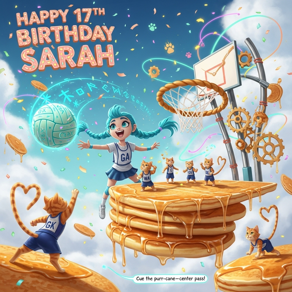 Jinx, Arcane, Ginger cats, Netball, Flapjacks, and Birthday Card