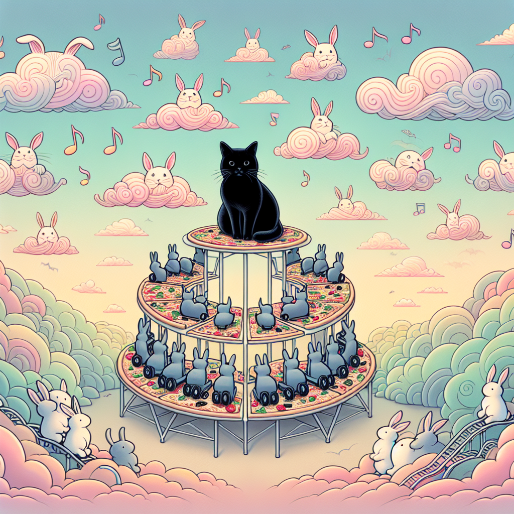 Visualize a pastel-colored birthday celebration set in an idyllic landscape dotted with playful rabbits. At the center of the party is a smooth, black cat perched on a gentle roller coaster. Interestingly, each cart on this roller coaster carries a different pizza topping, creating a delightful illusion of a feast in motion. Above, the sky is alive with clouds crafted into whimsical shapes reminiscent of an eccentric singer's imaginative imagery, with subtle suggestions of musical motifs scattered across the soft background.
Generated with these themes: Black cat, Roller coaster , Rabbits, Pizza, and Melanie Martinez .
Made with ❤️ by AI.