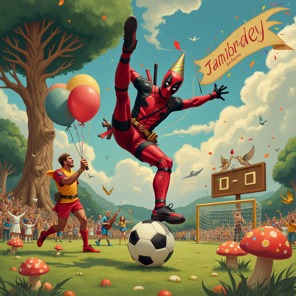 Deadpool, and Soccer Birthday Card