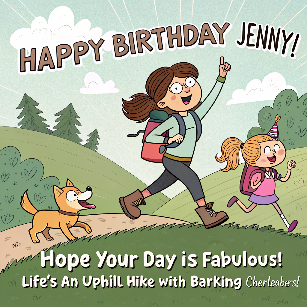 Hiking, daughters, pets, and Birthday Card