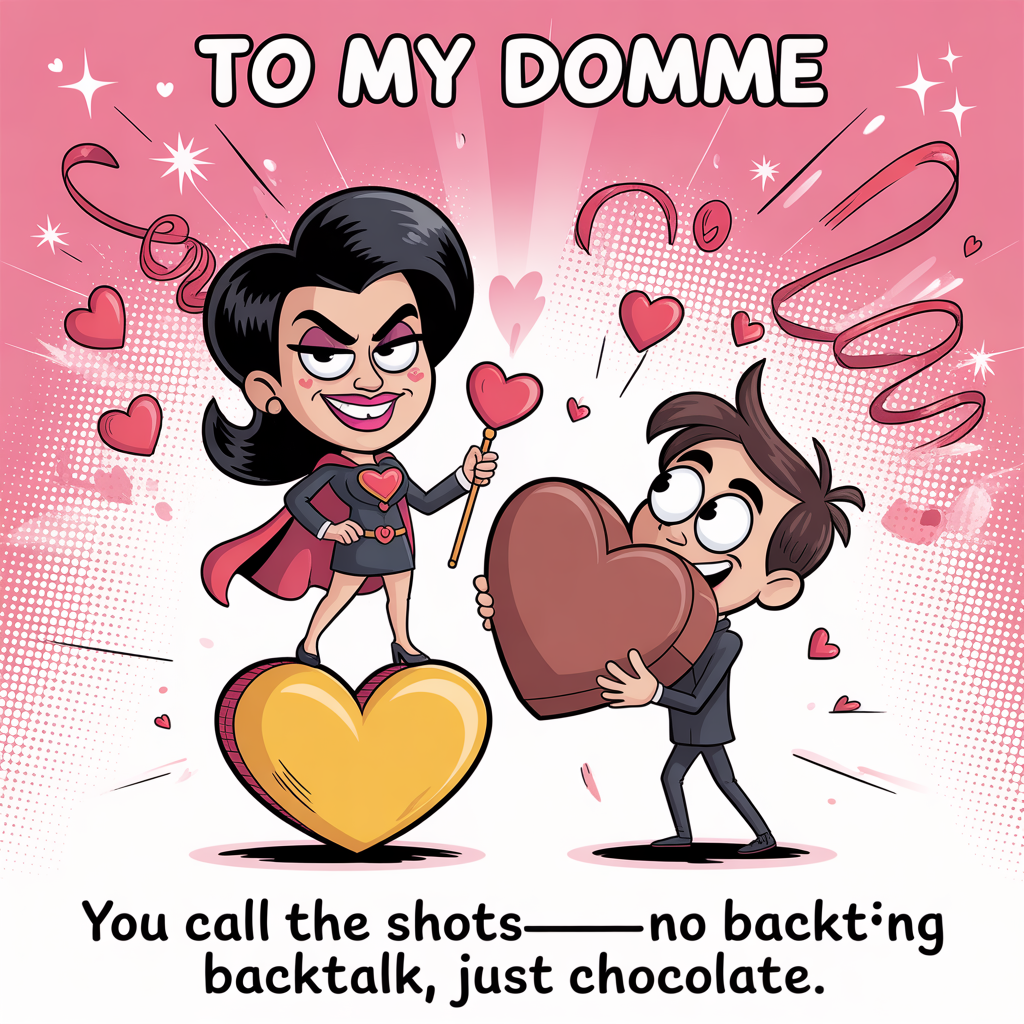 Femdom, Strapon, Chastity, Latex, Whips, and Valentines-day Card