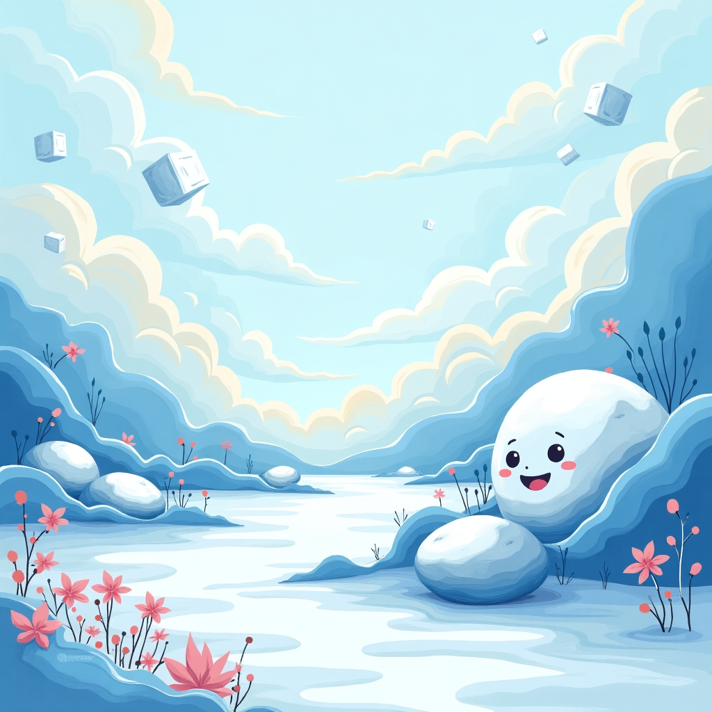 At the top of the Abstract Style image, incorporate the text: **good bye😁**

---

Imagine a mesmerizing polar landscape where the sky is a swirl of calming 하늘색 tones. Floating above this chilly, whimsical scene are playful geometric shapes—cubes and spheres that resemble frosty snowflakes dancing in the air. Curves and lines twist around each other, creating a visual symphony of the cold, serene beauty of the polar regions. Splashes of contrasting colors, like warm pastel yellows and vibrant pinks, interrupt the icy blues, creating an intriguing balance of warmth and coolness. Among the dynamic brush strokes, a cheeky, whimsical face emerges, reminiscent of a friendly smile bidding farewell, embodying a cute, abstract thank-you sentiment.
Generated with these themes: 극지방, Good bye, 하늘색, and .
Made with ❤️ by AI.