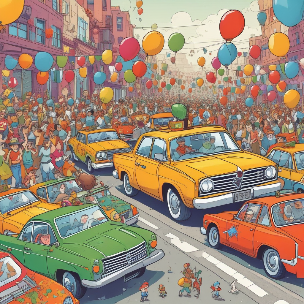 Illustration Funny, The image portrays a dynamic birthday party spread across an illustration. Imaginative arrays of cartoon-style cars wearing festive hats drive in a parade around a massive, soft football being the focus of the scene. The trunks of each car are loaded with containers of frothy drinks, bouncing to the rhythm of the high-spirited party. On the surface of the football, funny characters engage in a lively game, employing a fortune cookie as their playing ball. Above, a banner created from strings of Chinese lanterns flutters, and meanwhile on the ground, guests joyfully exchange bowls of hot Chinese delicacies, their expressions glowing with joy and the spirit of celebration.
Generated with these themes: Cars, Football , Beer, and Chinese food .
Made with ❤️ by AI.