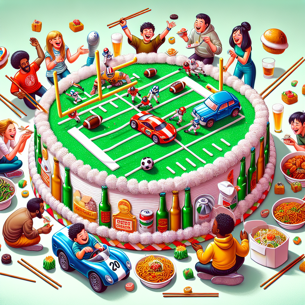 Cars, Football , Beer, and Chinese food Birthday Card