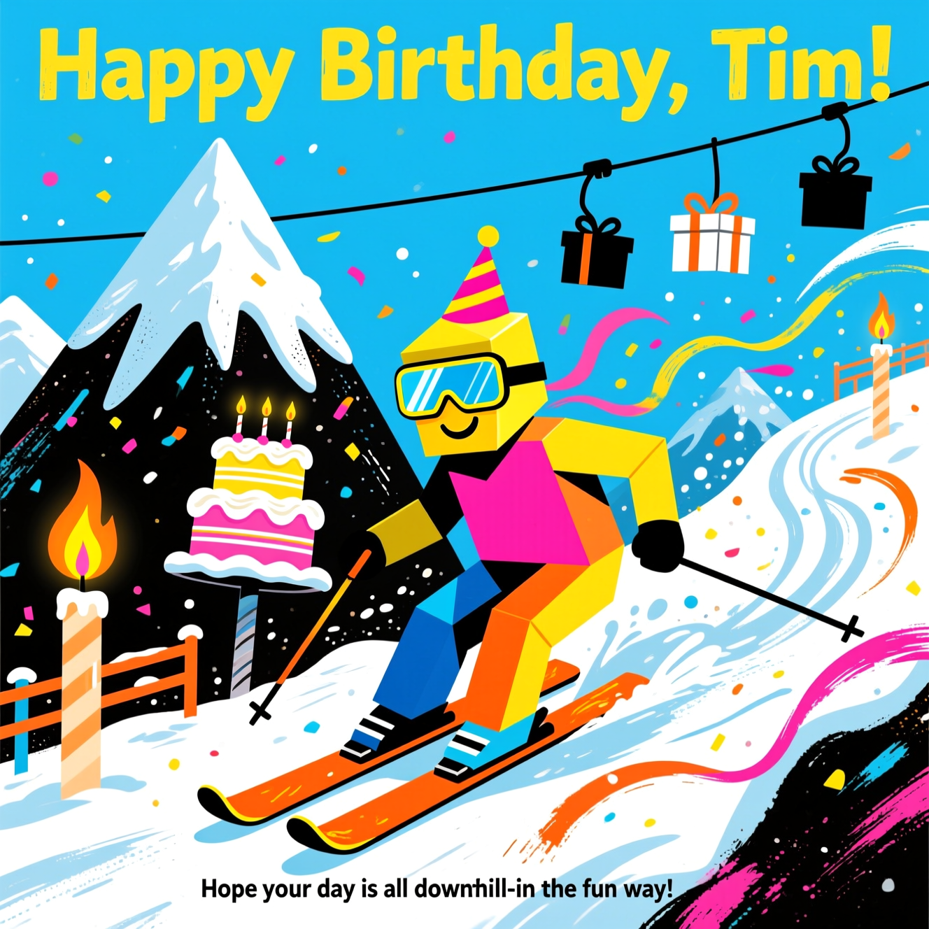 Skiing, and Birthday Card