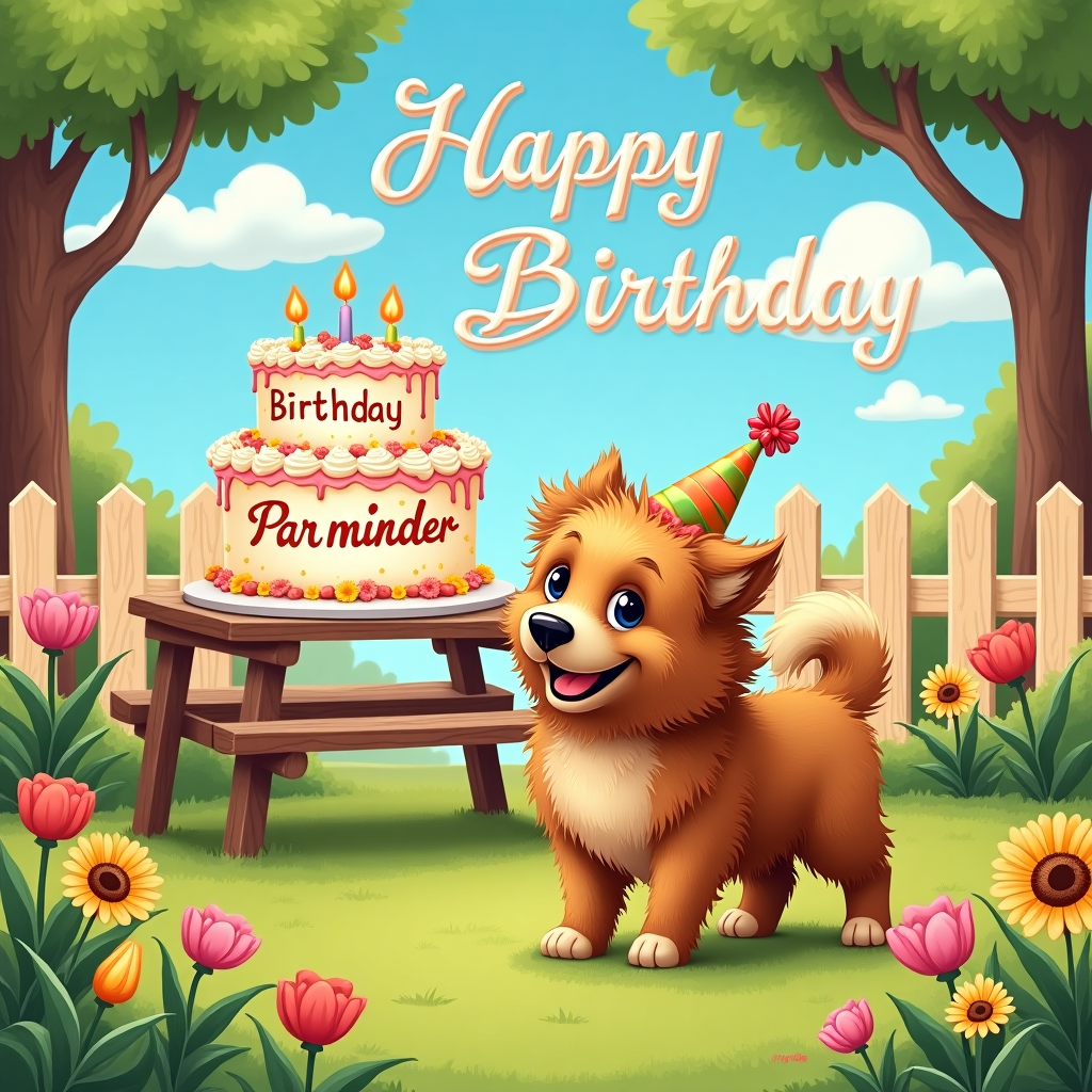 Fluffy brown dog Birthday Card