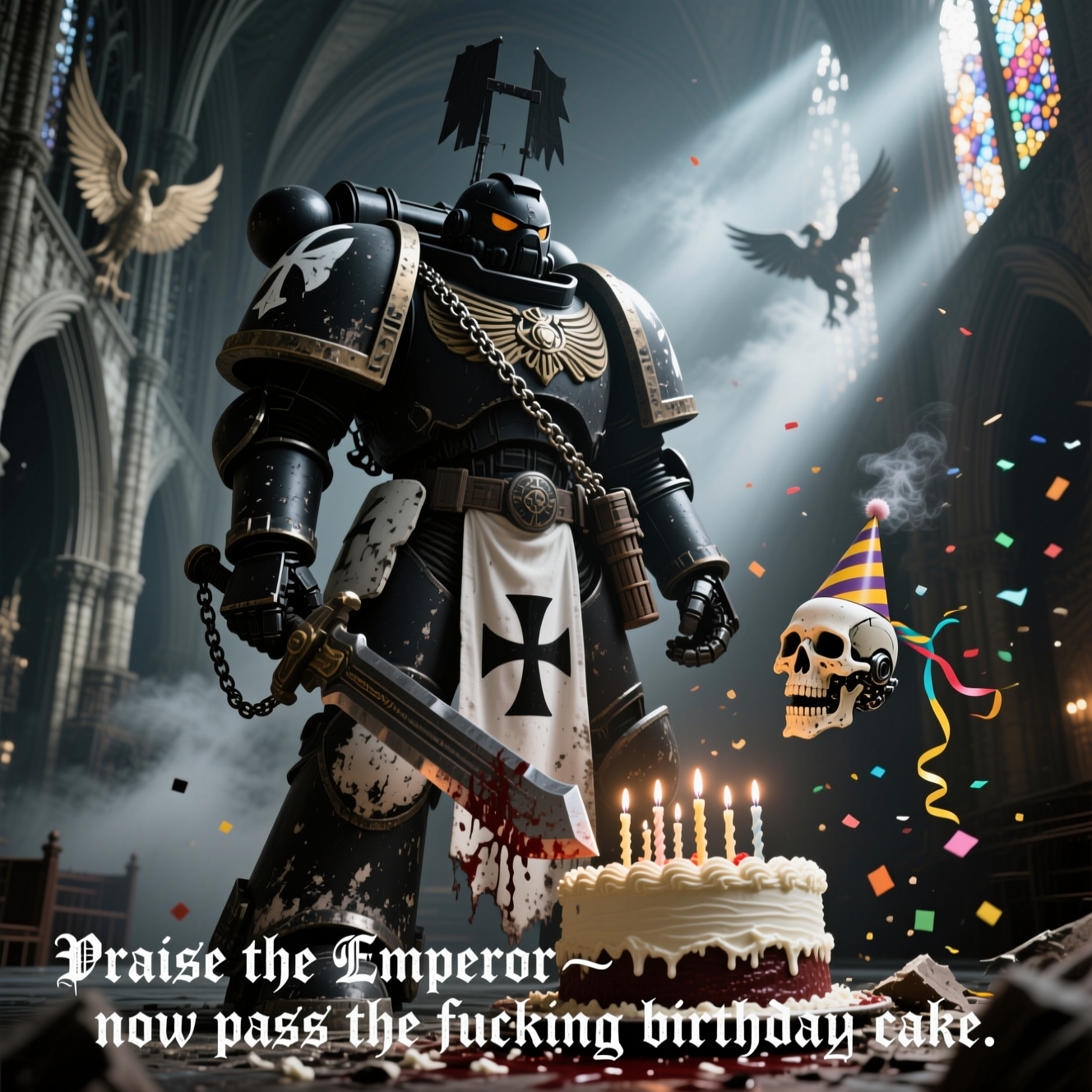 Warhammer 40K Space Marine Black Templar, and Birthday Card