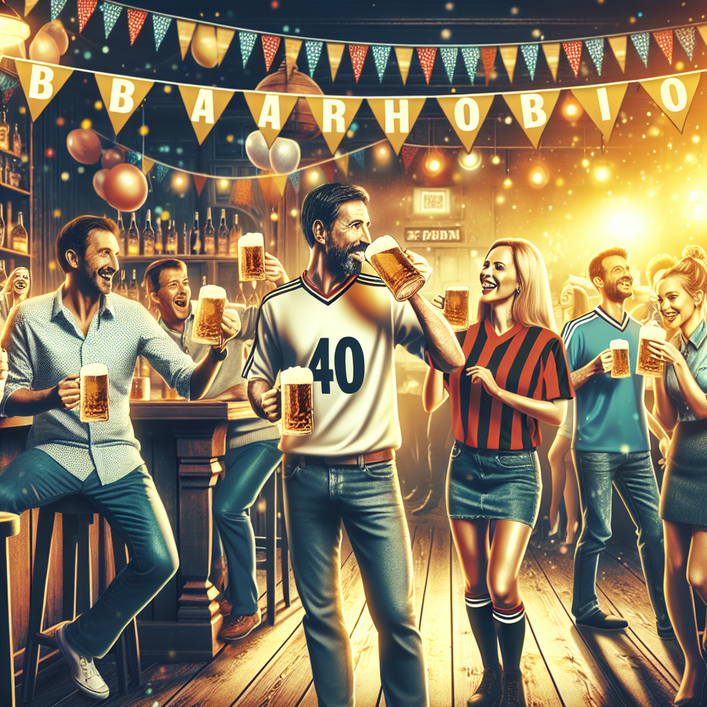 Invitation 40 birthday party friends pub with retro soccer shirts and beer live music Birthday Card