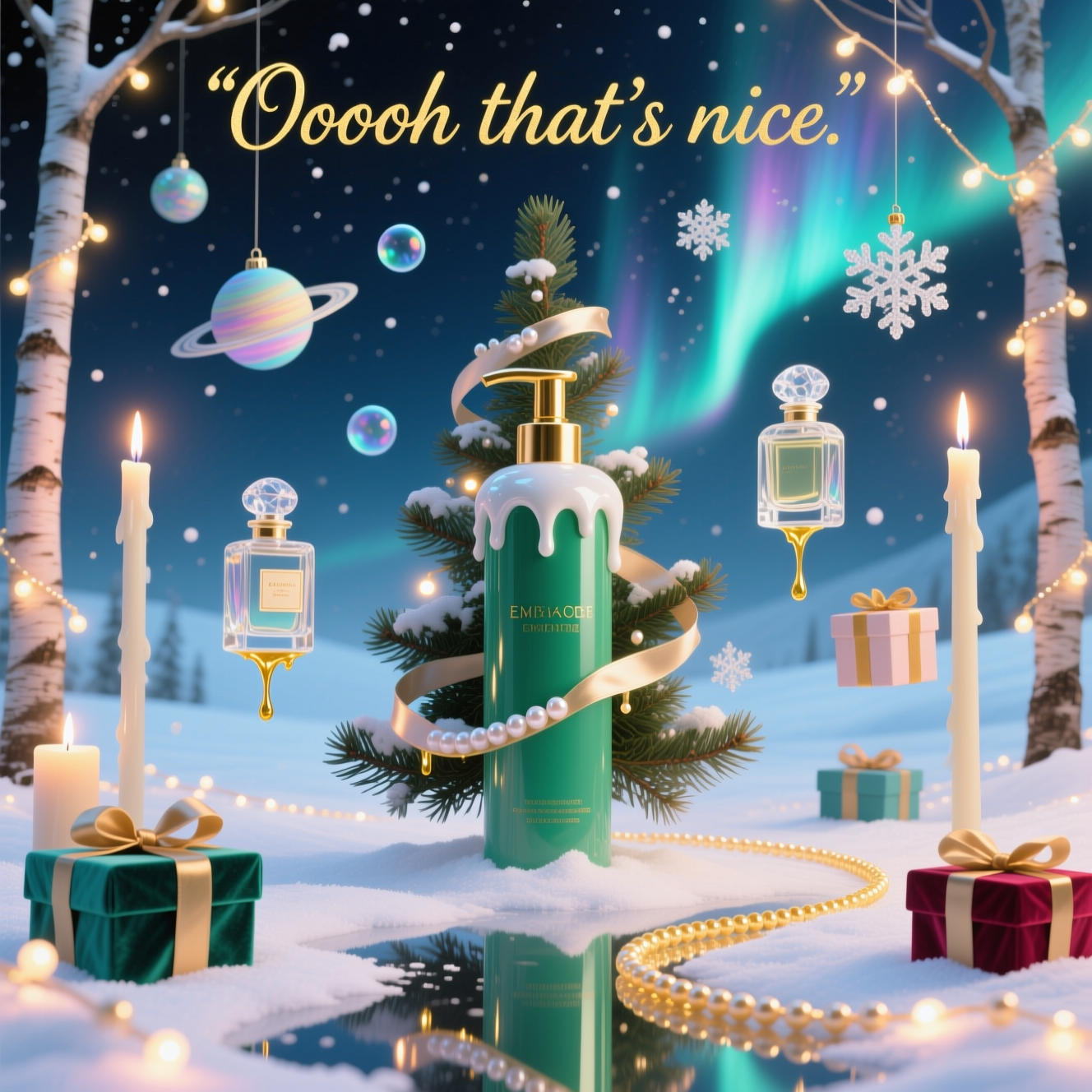 Shampoo / perfume/ candles / lights / presents, and Christmas Card