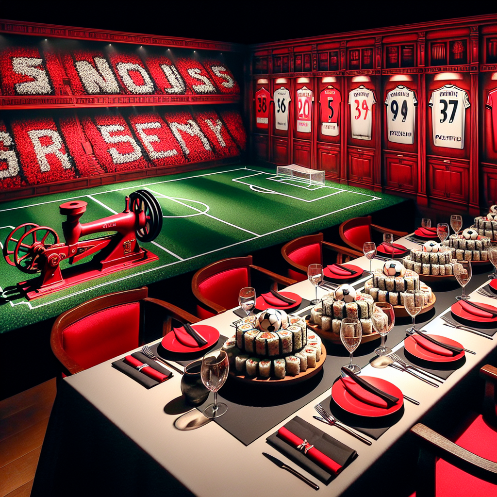 Visualize a room bathed in rich shades of red and white, showcasing the fervor for the local football club, arranged specially for a birthday celebration. Precise miniatures of antique printing machines festoon each table, symbolizing the individual's enthusiasm for high-grade printing. An artisanal sushi menu is meticulously designed, intertwining the theme with custom rolls that mimic the shape of footballs, honoring the individual's preferred food. The ambience retains a soothing calmness, with guests engaging in thoughtful dialogues and soft chuckles.
Generated with these themes: LIVERPOOL FOOTBALL CLUB, HEIDELBERG PRINTING MACHINE, JOHN , and SUSHI.
Made with ❤️ by AI.