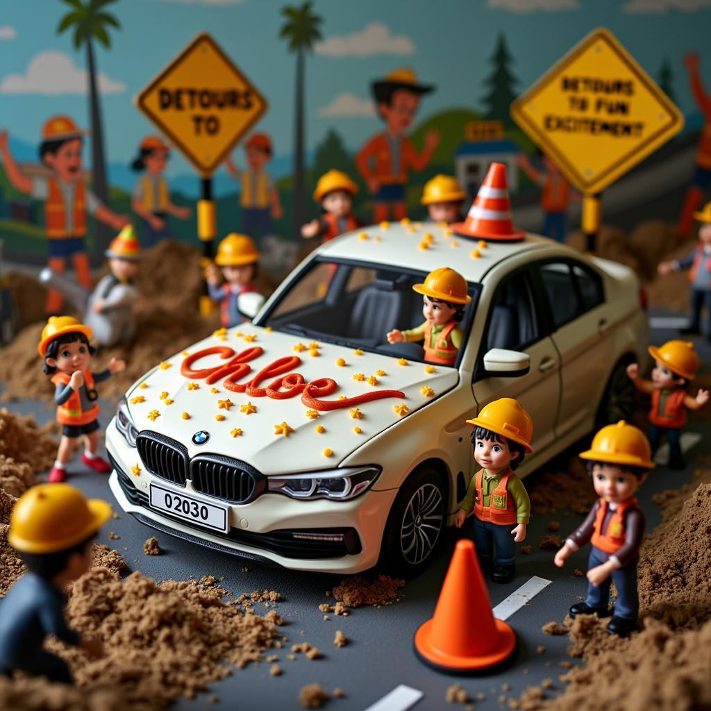 Road works, Engineering, Partying, and BMW Birthday Card