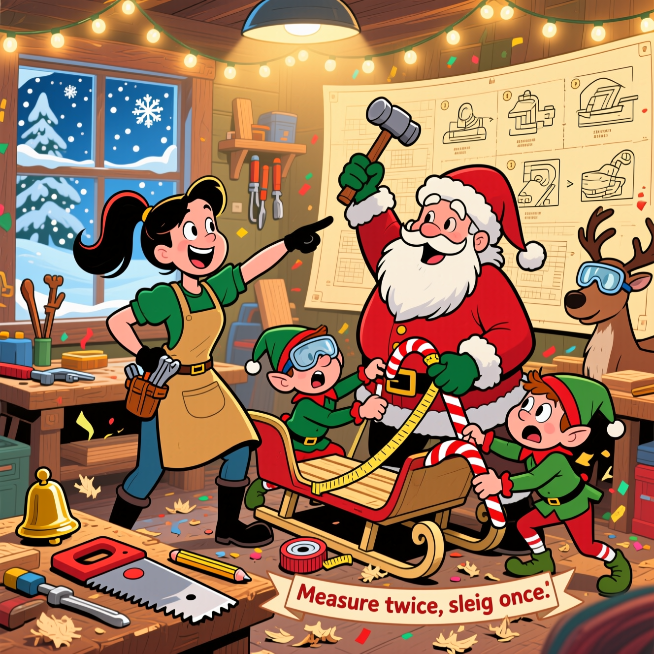 Alice girlfriend , Carpentry , Santa , Instructions , and Christmas Card