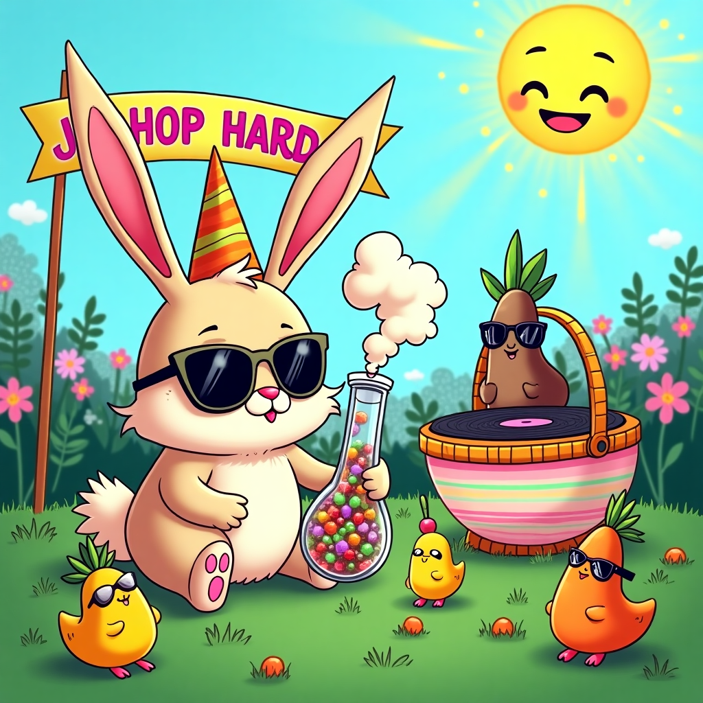 SMOKING BUNNY, 420, and PARTY Easter Card