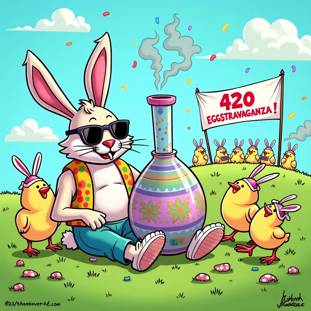 SMOKING BUNNY, 420, and PARTY Easter Card