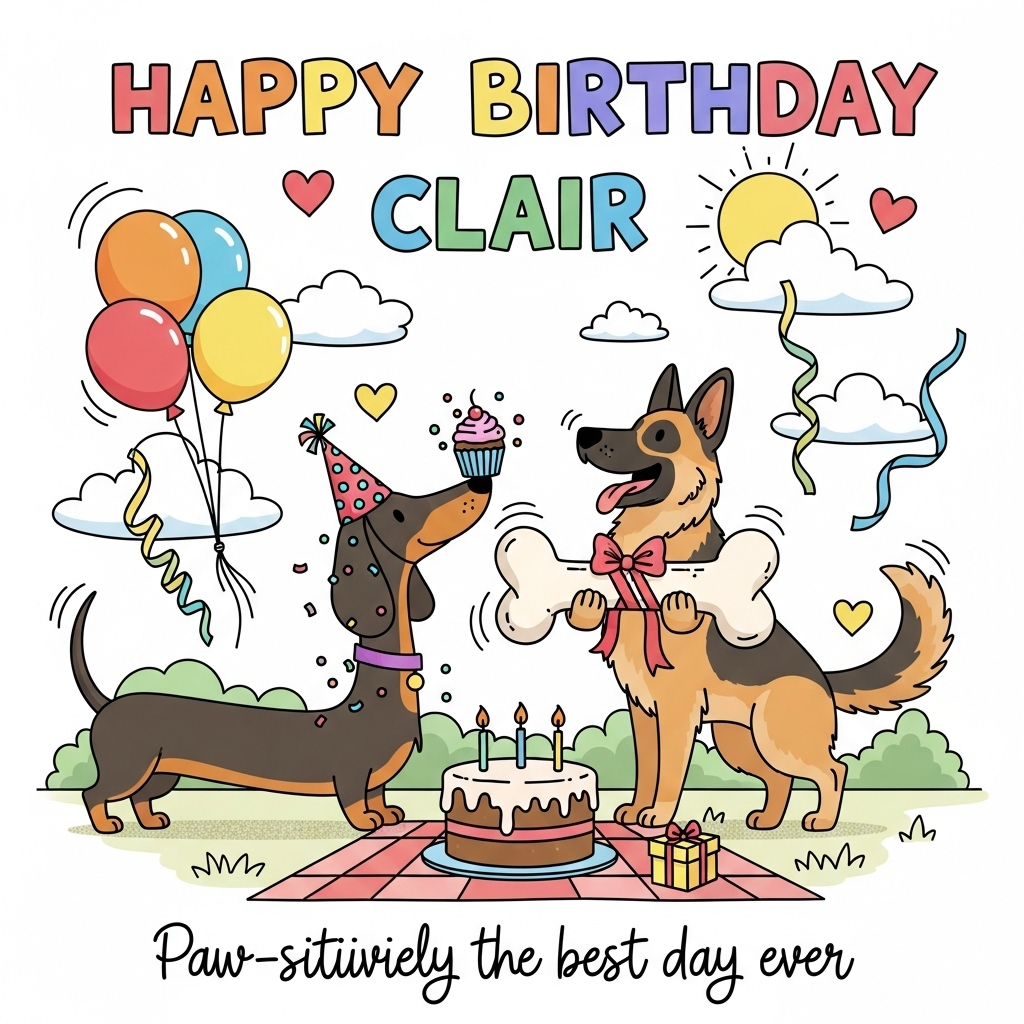 Dashaund & German Shepherd , and Birthday Card