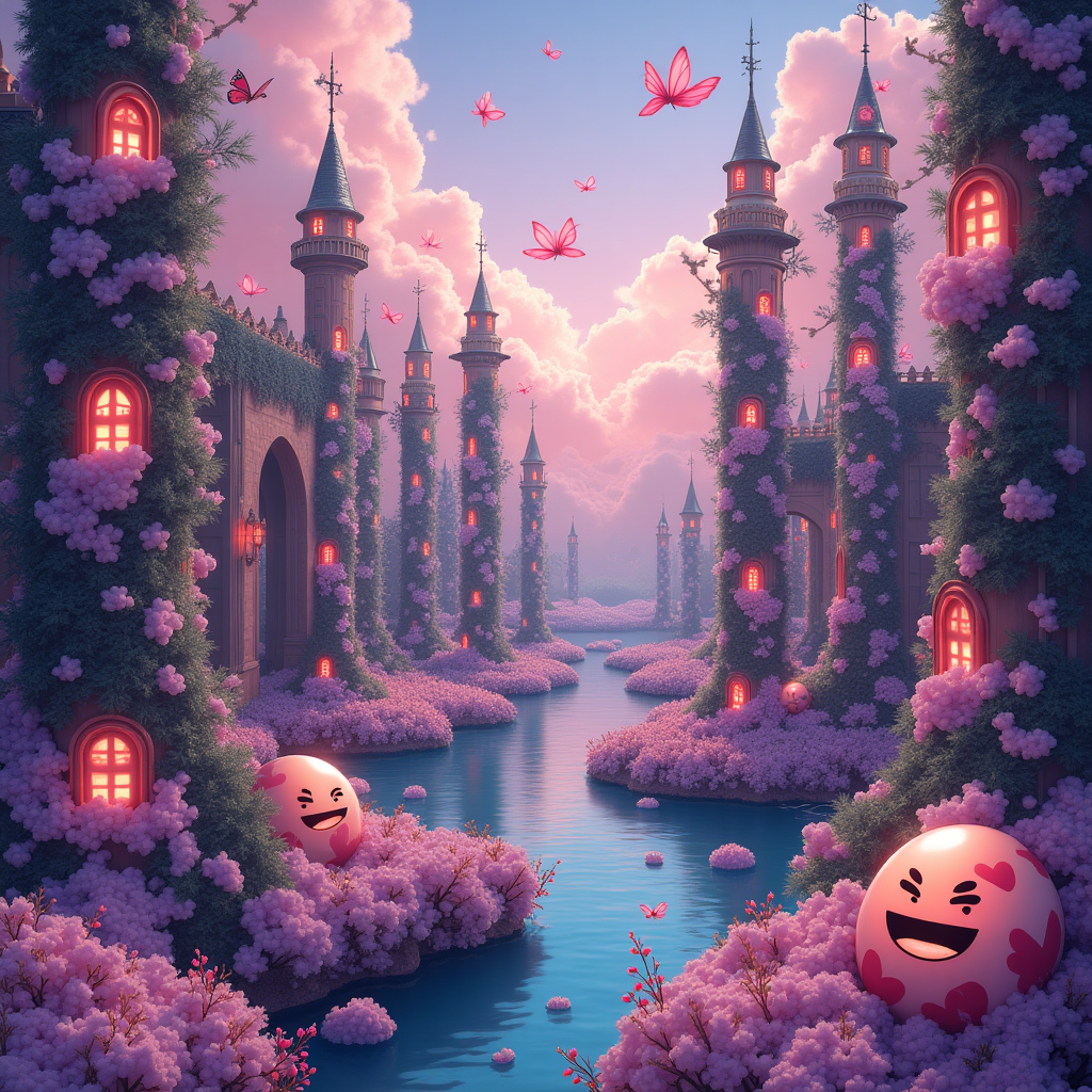 **Prompt:**

At the top of the abstract image, “Whipped into Gratitude, Just for You ❤️”  

Create a surreal and playful fantasy-inspired abstract artwork with a kinky twist. Imagine a dreamlike realm where candy-striped leather harnesses float through cotton-candy clouds, and winged riding crops flutter like butterflies. Dominatrix boots morph into majestic towers wrapped in vines of satin rope, surrounded by sparkly dungeons disguised as disco balls. In the background, castles made of corsets and cuffs rise into a lavender sky while crystal ball-shaped thank-you notes bounce through the air. Add hidden, giggling emoji faces peeking out from between feathery ticklers and silk blindfolds, giving the piece a cheeky and mysterious vibe. Incorporate a vibrant, iridescent color palette that leans heavily into purples, hot pinks, midnight blues, and glossy blacks. Overall, aim for an energetic, slightly chaotic but charming aesthetic—a fantastical kink-themed playground where whimsy and thankfulness collide.
Generated with these themes: Fantasy, fun and kink!.
Made with ❤️ by AI.